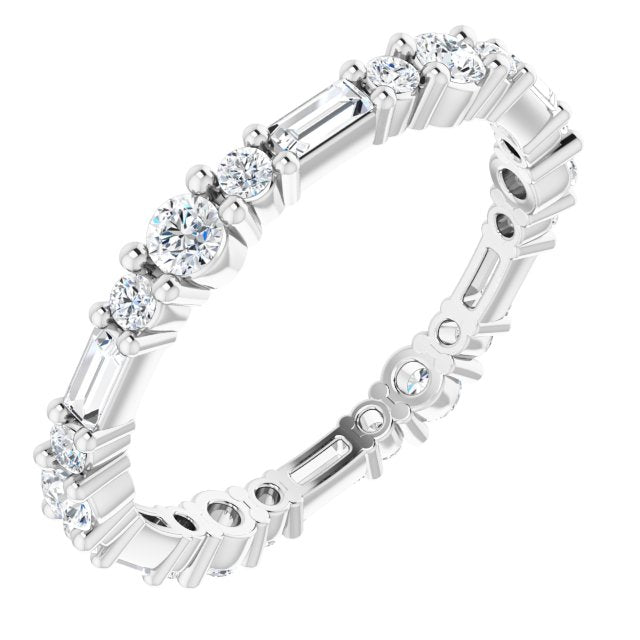 0.96 ct. Baguette & Round Diamond Eternity Band-VIRABYANI